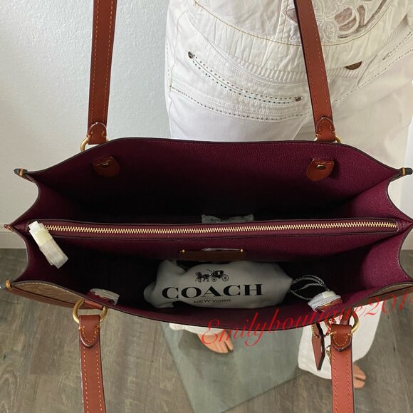 NWT Coach Retail C2591 Tyler Carryall In Signature Canvas Tan Rust Bag Tote - Picture 12 of 14